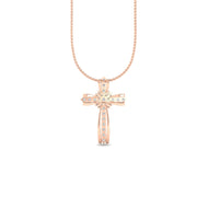 1.50Ct Round Cut Moissanite Women Cross Pendant 14K White Gold Plated